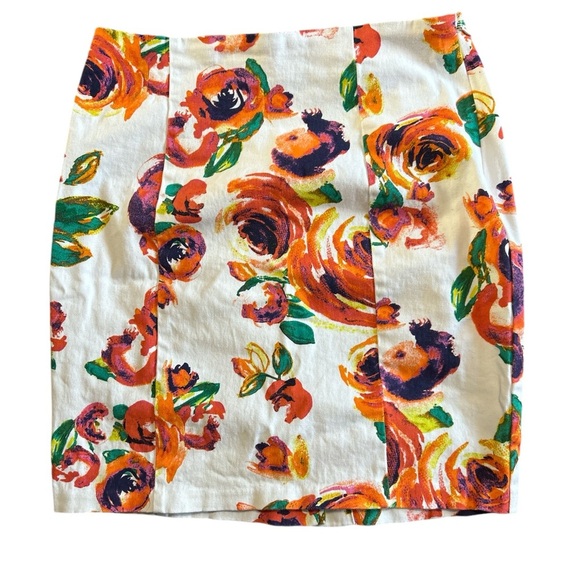 AMBAR Women's Pencil Skirt Multi Color Rose Print Size 6 - Picture 3 of 6